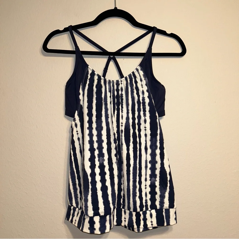 Athleta Wave Break Blousy Tankini‎ Top sz 34B/C Swim Suimsuit Tank Underwire
